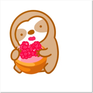 Cute Mini Raspberry Tart Sloth Posters and Art